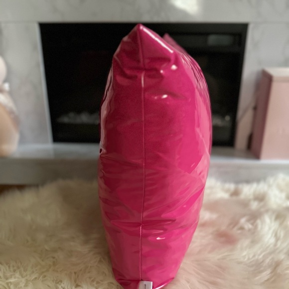 Dark Pink Faux Leather 22X 22 Throw Pillows - Picture 5 of 7